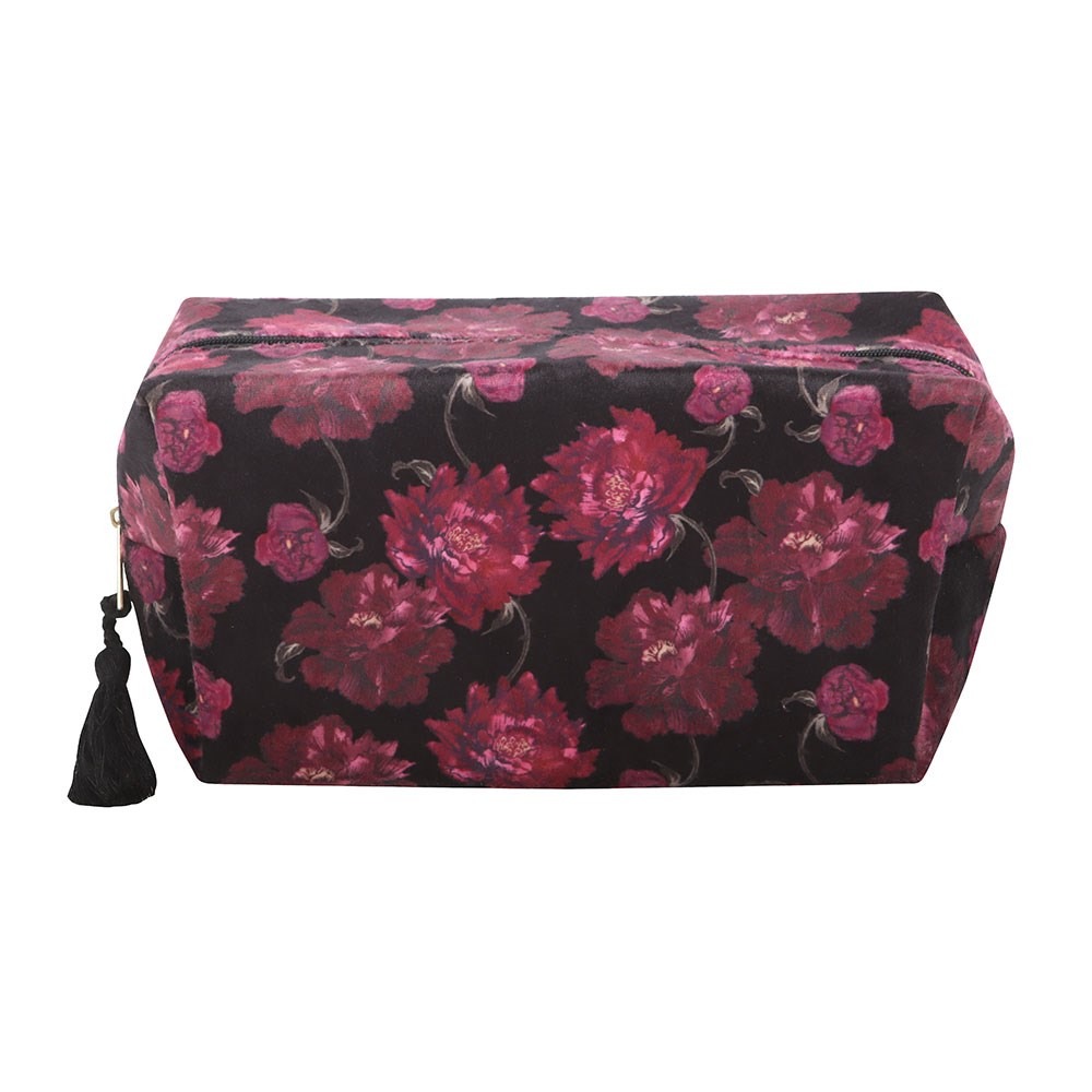 Something Different - Dark Romance Floral Print Makeup bag - Black